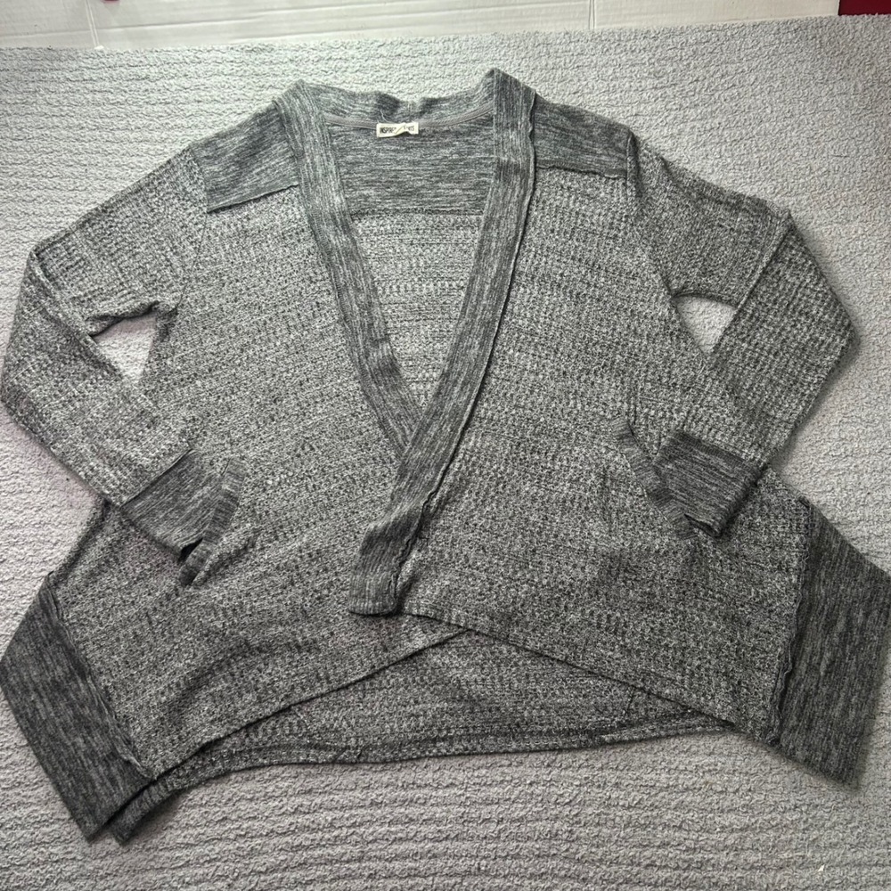 Inspired Hearts Cardigan Waffle Knit Grey Large L Gorpcore Cabincore Minimalist